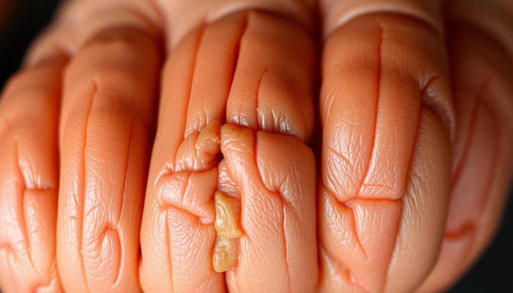 Aging nails showing vertical and horizontal ridges